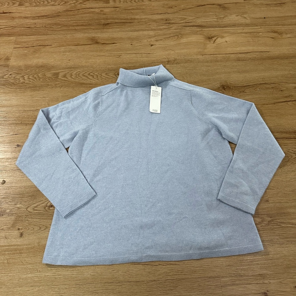 Eileen Fisher Cashmere Turtleneck Sweater Light Blue Dolphin Women's Medium NWT